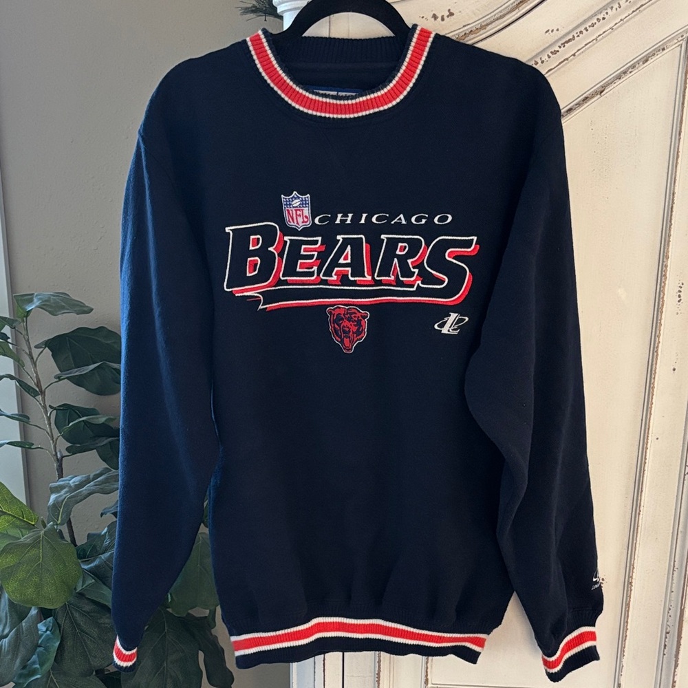 VTG NFL Pro Line Logo Athletic Chicago Bears Embroidered Sweater Sweatshirt Lrg.